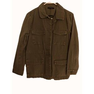 Forever 21 Womens Olive Green Cargo Utility Jacket w Drawstring@ Waist Pockets M